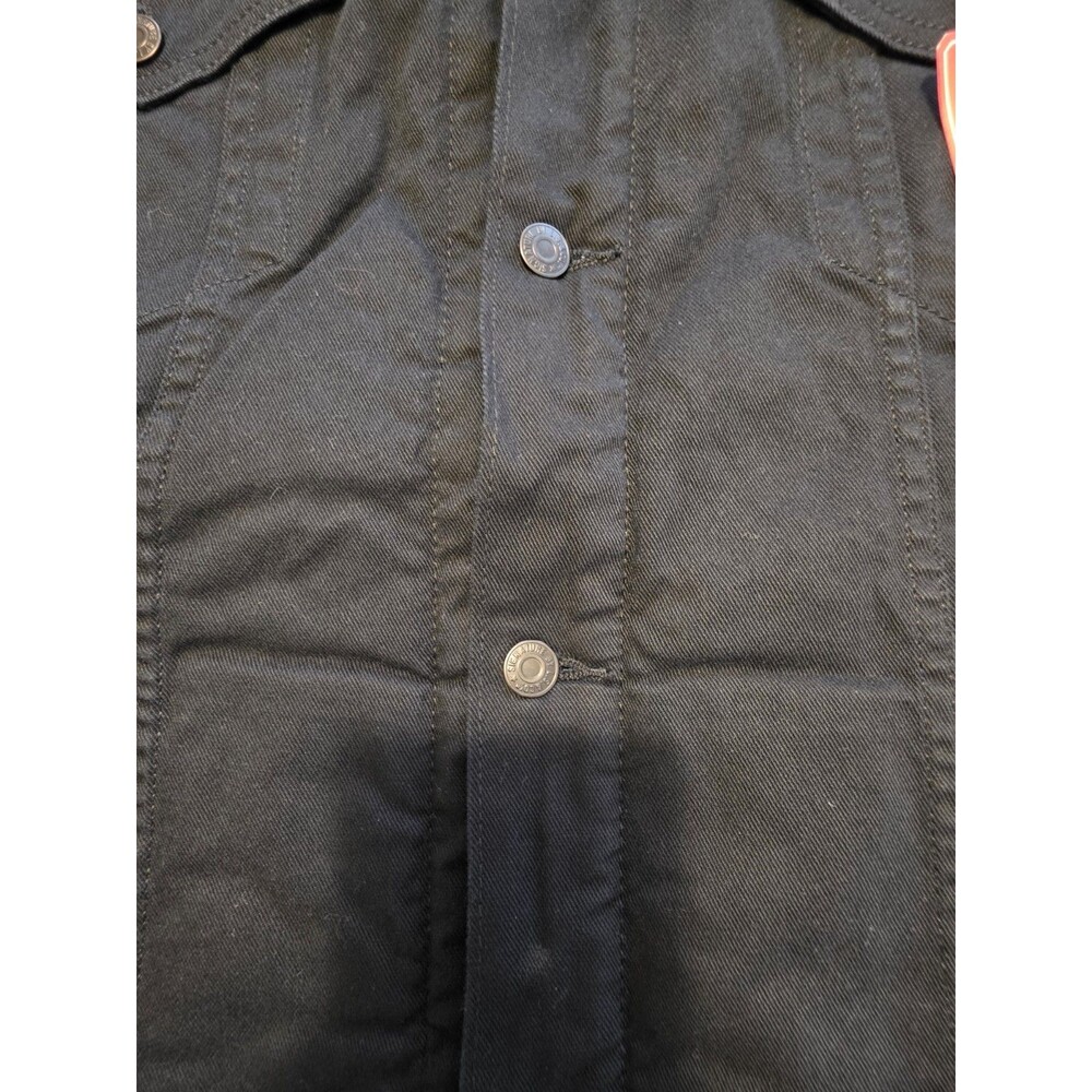 Levi’s Men's Relaxed Fit Button Front Sherpa Trucker Jacket XXL Black Canvas NEW - Picture 7 of 15